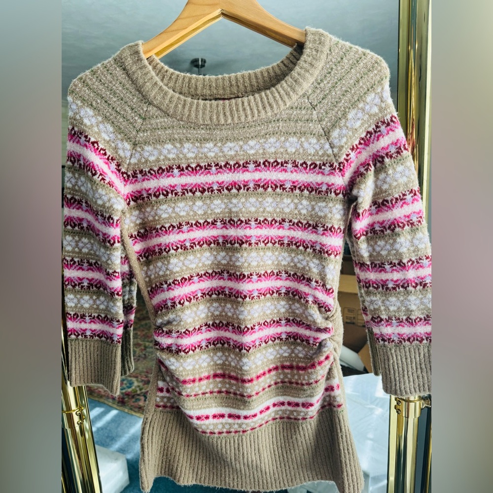 Women's Striped Sweater - Pink and Tan